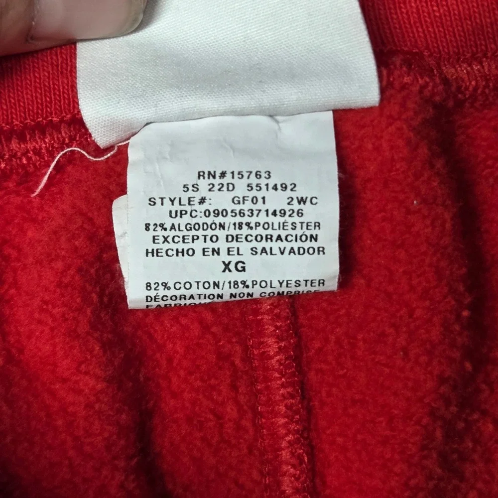 Champion Reverse Weave Sweatpants Red Mens XL GF01 Joggers Fleece C Logo